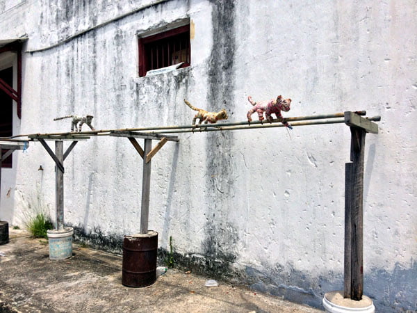 Penang Street Art - Cat clothesline