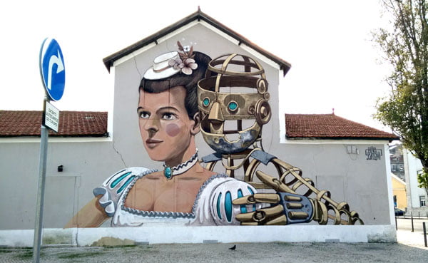 Portugal - Lisbon Street Art Vhils-Pixelpancho lady-robot
