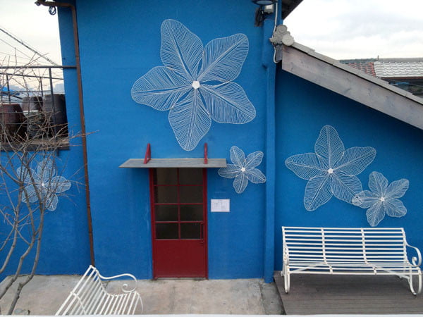Seoul Ihwa Mural Village Blue Flowers