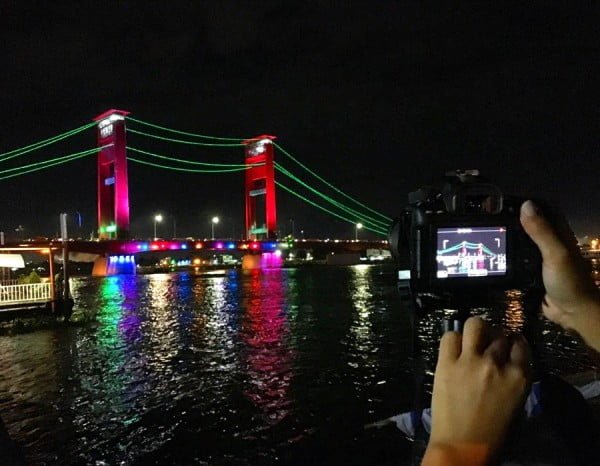 South Sumatra Palembang Eclipse Ampera Bridge Night