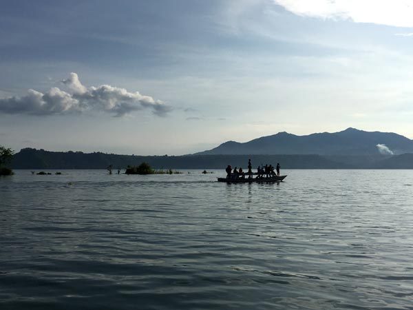 South Sumatra Ranau Lake Boat Silhouette
