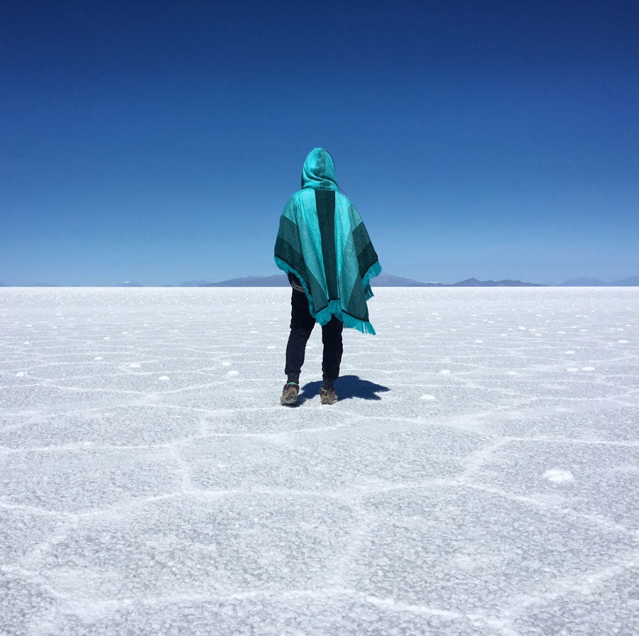 Bolivia Uyuni Salt Flats Back Poncho