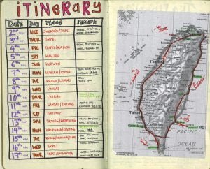 Taiwan Tales Moleskine Journal Itinerary