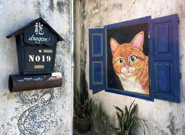 Penang Street Art Lebuh Cannon Cat Window