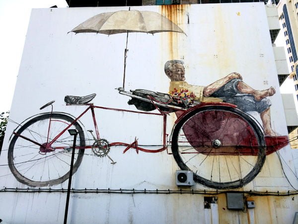 Penang Street Art - Trishaw Man EZ