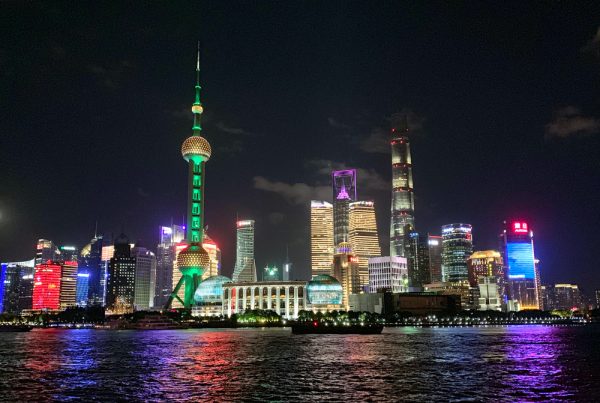 Shanghai Bund Skyline Night Clear