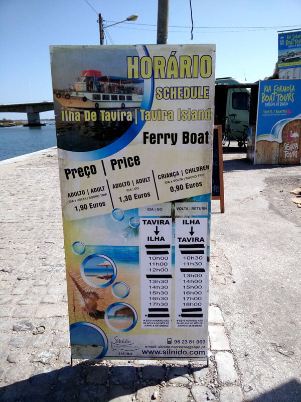 Portugal - Tavira Island Ferry Schedule