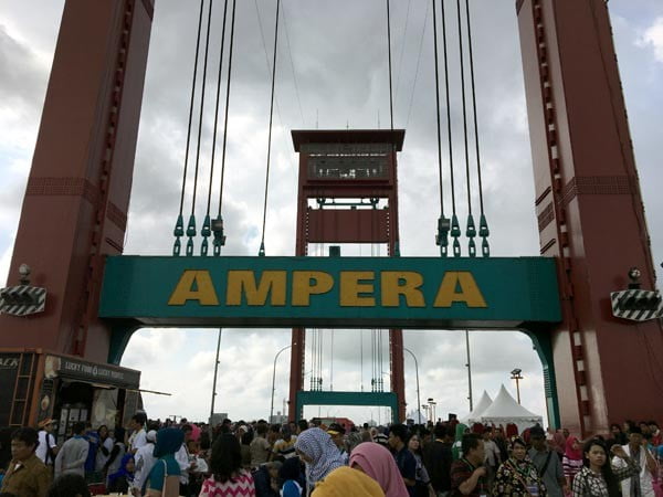 South Sumatra Palembang Eclipse Ampera Bridge After