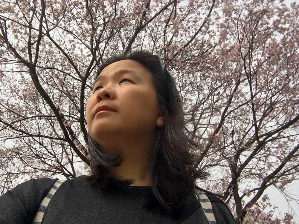 Tokyo Imperial Palace Sakura Trees Selfie