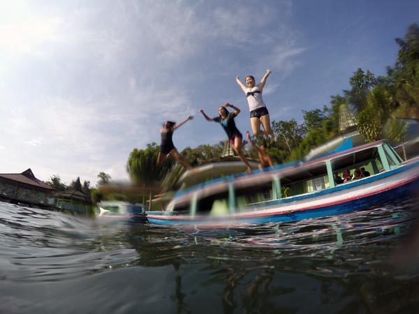 South Sumatra Ranau Lake Hot Spring Boat Jump