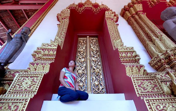 Laos Vientiane Ho Phra Keo Doorway Selfie