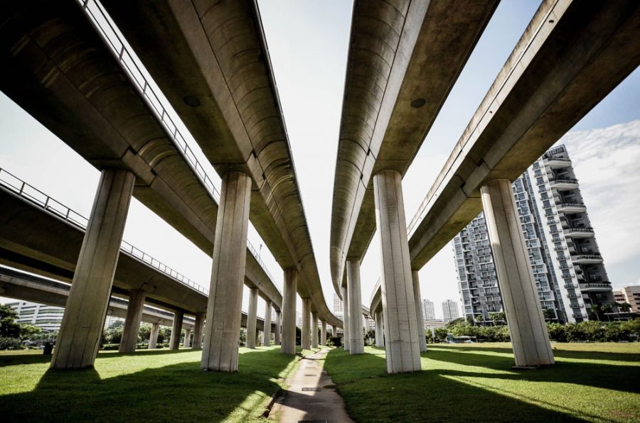 Strolling beneath the MRT tracks. Original photo by Esaias Tan via Unsplash