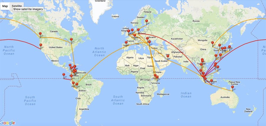 Career Break 2016-2017 Flight Map