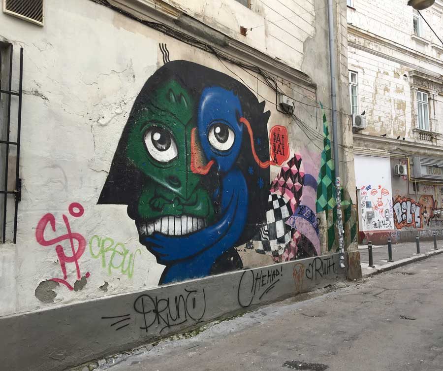 Bucharest Street Art Two Face