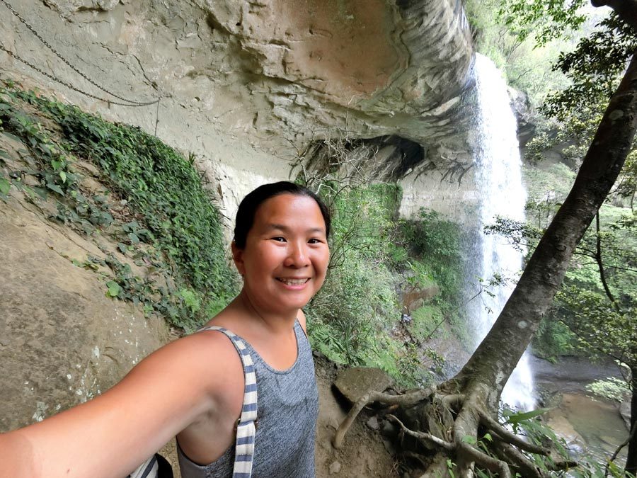 New Taipei Sandiaoling Pipadong Waterfall Selfie