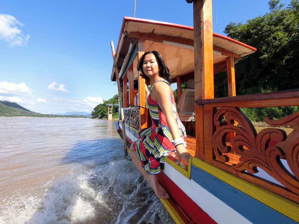 Laos Luang Prabang Mekong River Boat Me