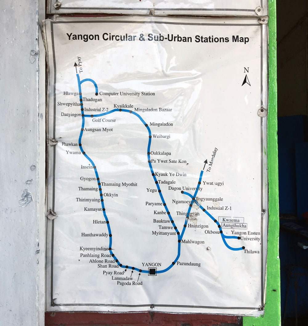 Yangon Circular Train Map