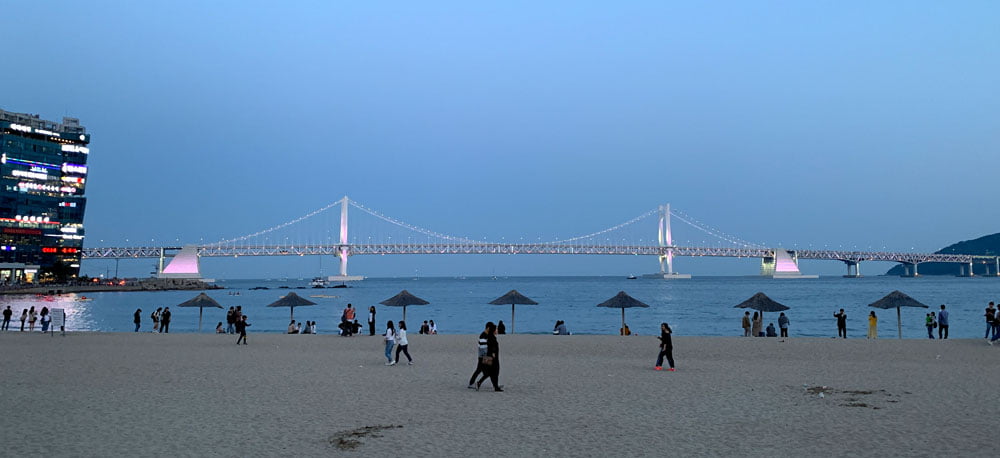 Busan Gwangalli Beach Bridge Evening