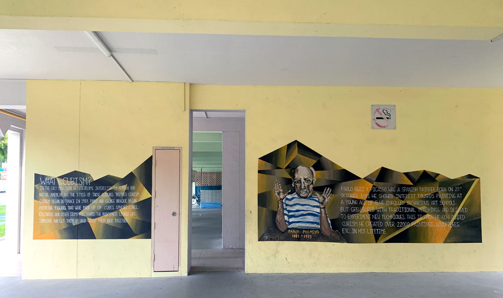 The entrance to this void deck gallery has a short explanation about Cubism and Picasso
