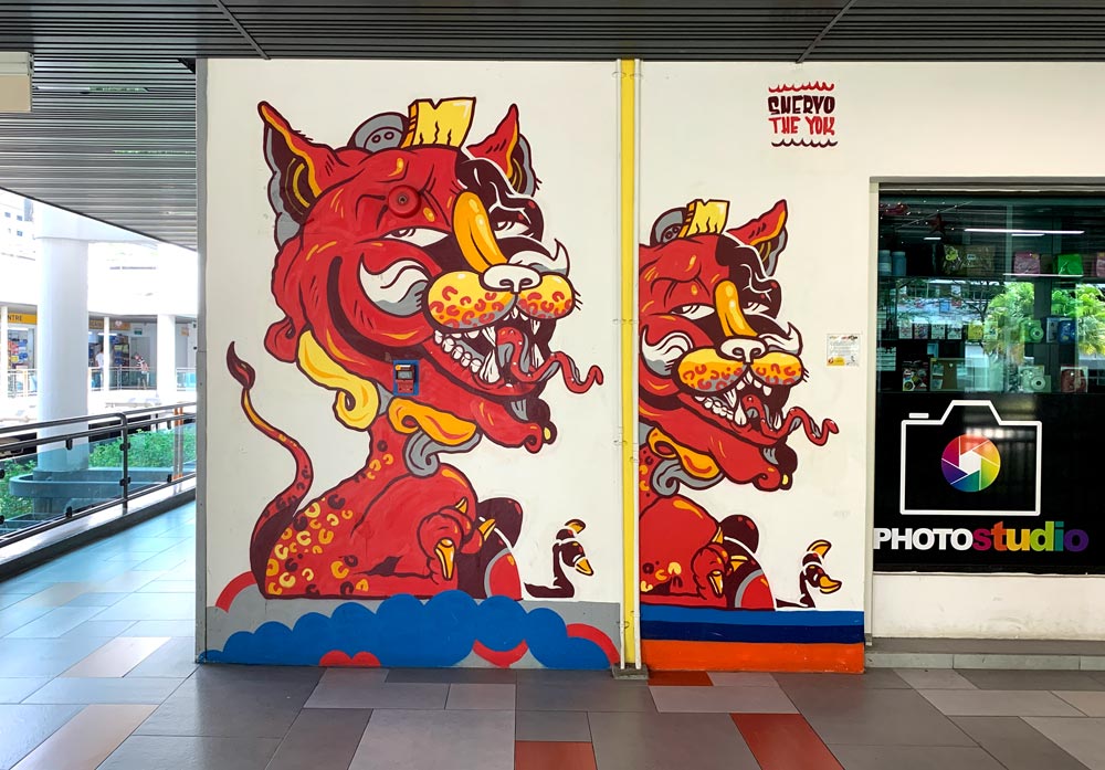 Sheryo and The Yok created 2 demon-looking monsters on this wall