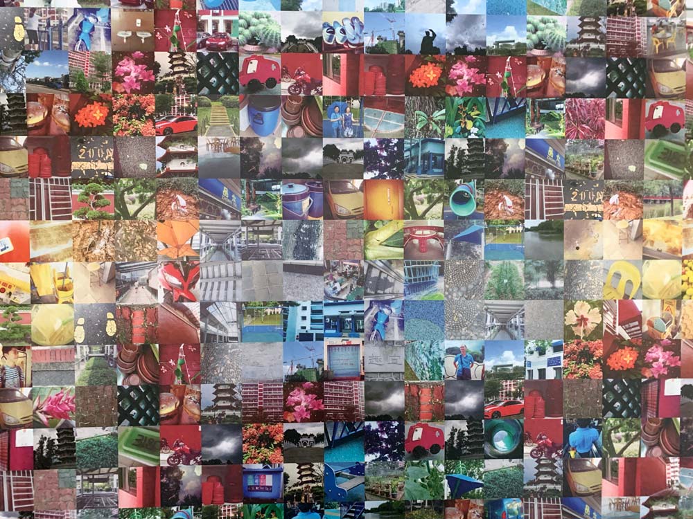A closeup of the mosaic shows everyday photos from around the neighbourhood