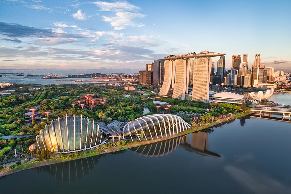 Aerial shot of Marina Bay Sands and Gardens by the Bay by Hype Digital via STB