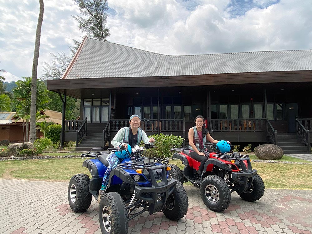 post ATV ride, parked outside our room