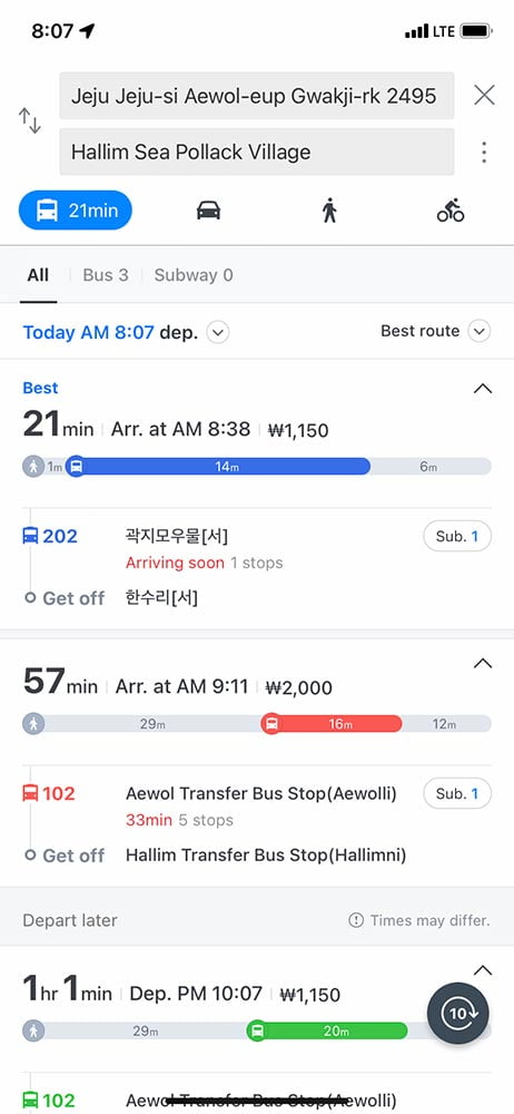 Naver Maps Bus Guide