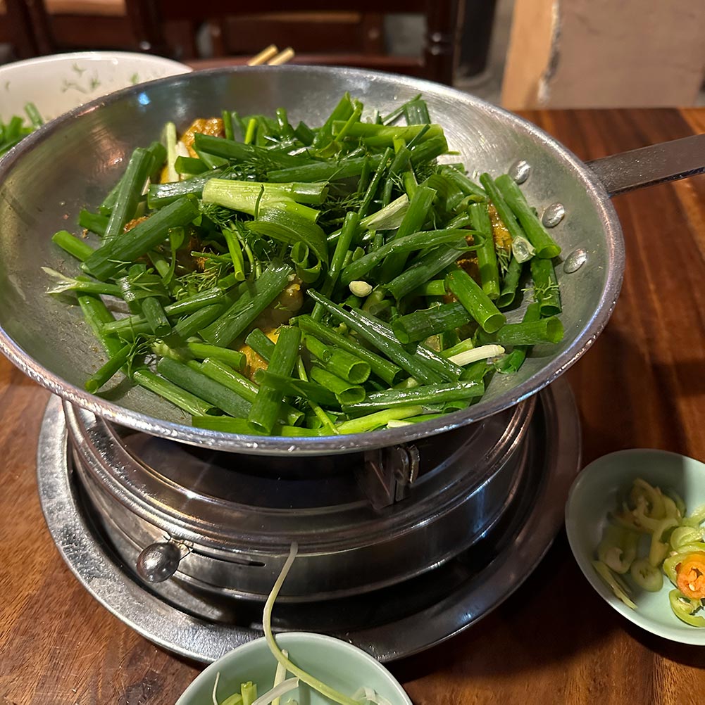 Hanoi Cha Ca Thang Long Fried Fish Dill