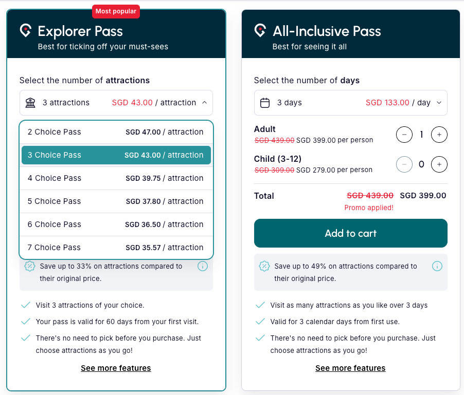 GoCity Singapore Pass Types