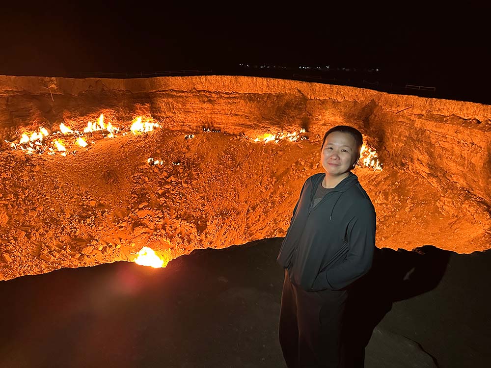 Turkmenistan Darvaza Gas Crater Night Me