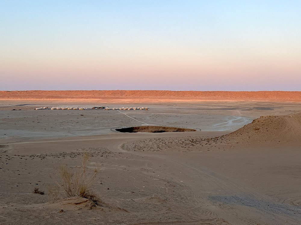 Turkmenistan Darvaza Gas Crater Sunset