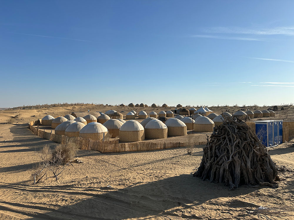 Turkmenistan Darvaza Gas Crater Yurt Camp Huts
