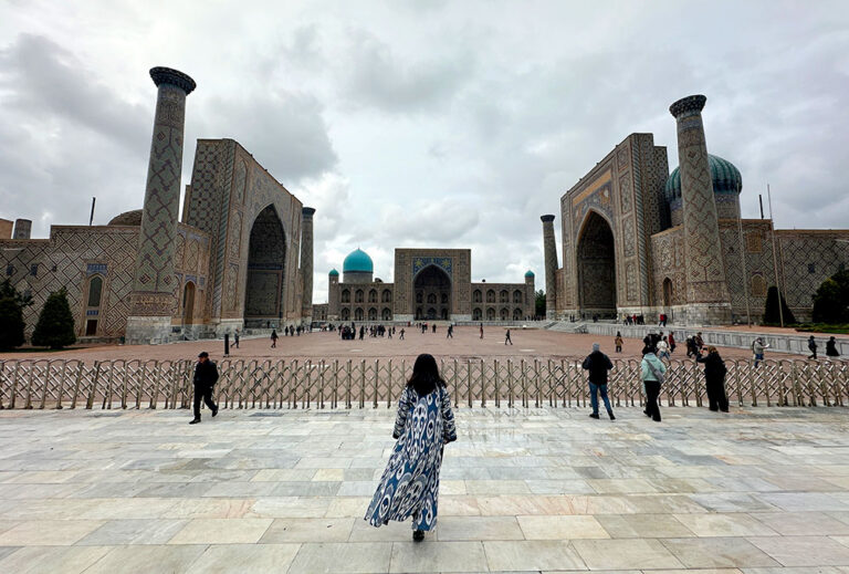 Uzbekistan Samarkand Registan Square Back Me