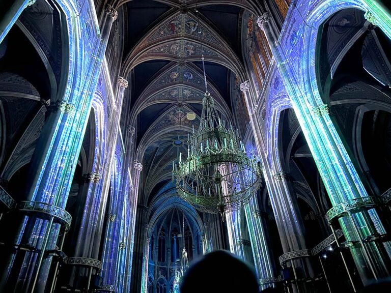 Vienna Votivekirche Light Show Blue