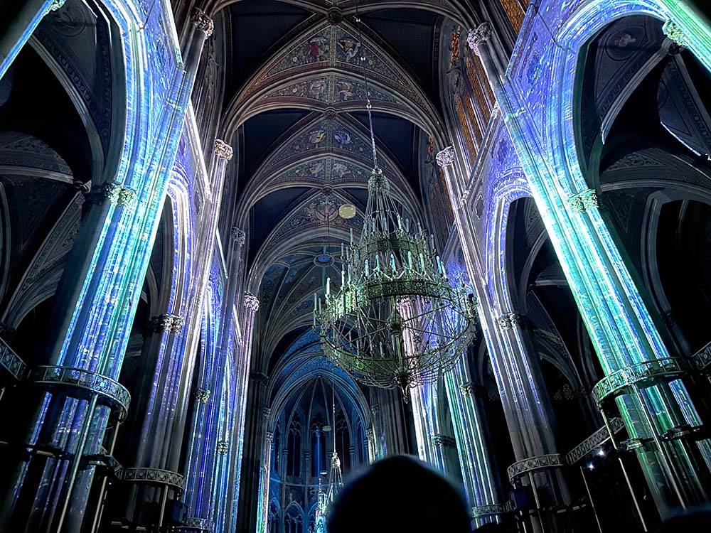 Vienna Votivekirche Light Show Blue