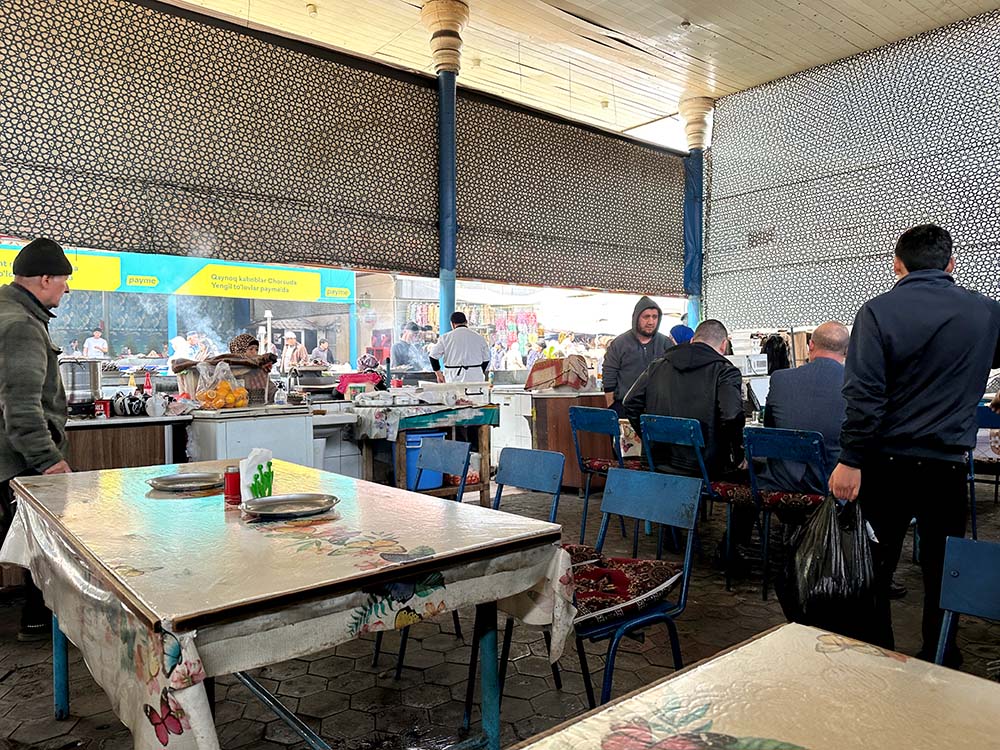 Uzbekistan Tashkent Chorsu Bazaar Food Stalls Seats